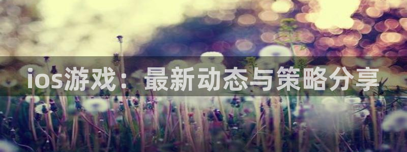 高德娱乐4招商：ios游戏：最新动态与策略分享